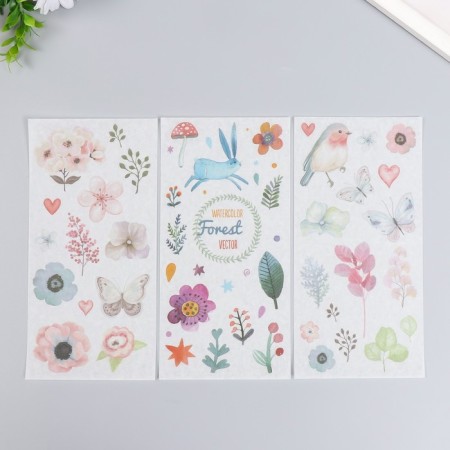 Stickers "Watercolor sketches" set 3 sheets 10x20 cm