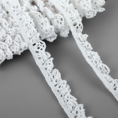 Knitted braid, elastic band, 12 mm, 9 ± 0.5 m, white color-1