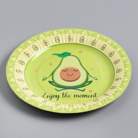 Disposable plate with lamination "avocado" cardboard, 18 cm-1