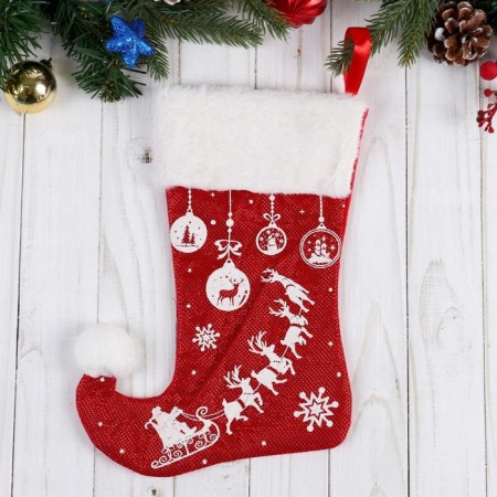 A toe for gifts "Magic" deer harness, 18x25 cm, white-red-1