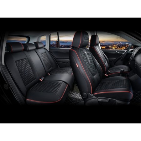 Frame 5D covers Bison Plus, eco -leather, set for the entire interior, black/black/red