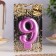 Candle for the Cake "European Giant", a number 9, 7 cm, purple metallic