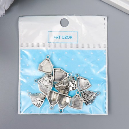 Decor for creativity Metal "Hut" silver 412M011 set 12 pcs 1.7x1.3 cm-3