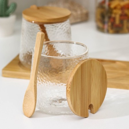 A set of glass cans for bulk products "Troy", 480 ml, with spoons-1