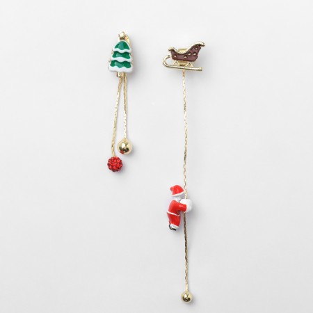 New Year! Earrings "New Year" hanging, Santa Claus, colored in gold-1