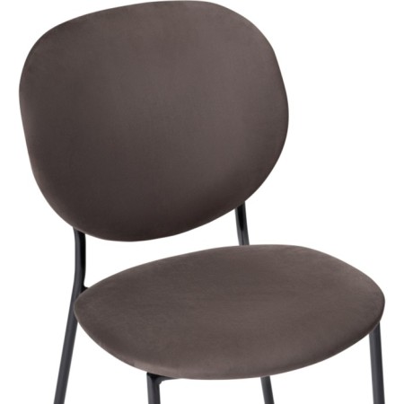 Stool on a metal frame Saranda Metal/velor, black/brown 45x60x81 cm-4