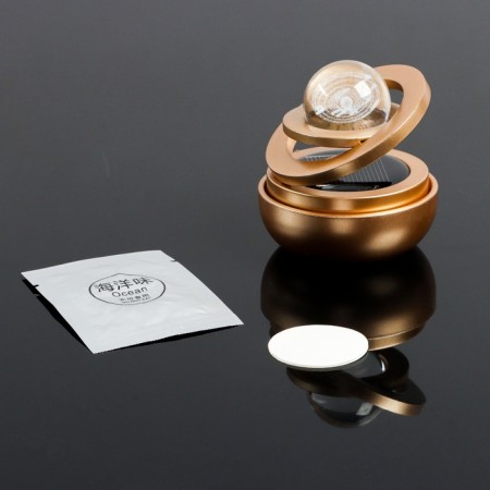 Assessoir on a panel with a flavor, gravitational rings, rotates from the sun, planet, gold