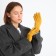 Gloves are female, dimensionless, without insulation, mustard color