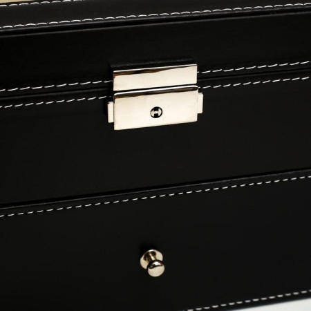 Casket for a double clock 20 departments to the leatherette "Classic" black matte 16.5x28x21 cm-2