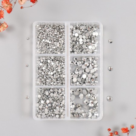Decor for creativity Glass "Rhinest. Silver" d = 2-4.8 mm nr 1188 pcs 6x8x1.5 cm-1