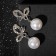 Earrings with pearls "butterfly" with bead, white color in silver