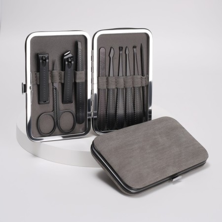 Manicure set, 10 items, in case, gray/black color-2