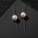 Earring "caffe" pin, pearl, white color in silver