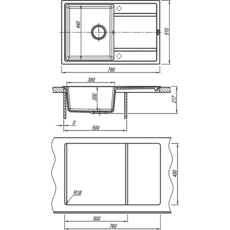 Kitchen carrier from Florentina "Lotos-780", 780x510 mm, black color is black-1