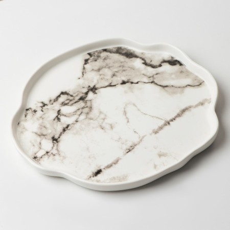 Ceramic plate "White Marble", 27 cm, white color-3
