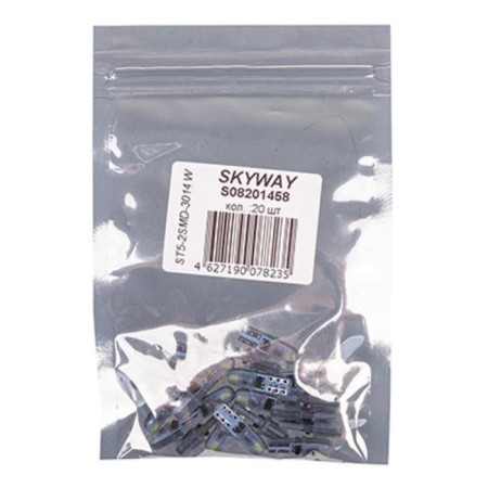 LED lamp T5 (W1.2W), 12V, 2 SMD diode, 1-end, bipolar, white, Skyway, S08201458-1