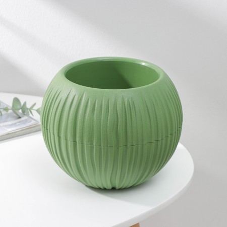 Kashpo for flowers with the insert "Sphere", 1.7 l, d = 13.5 cm, h = 16 cm, olive color-1