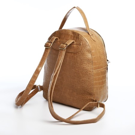 Women's backpack made of artificial leather with lightning, 1 pocket, beige color-2