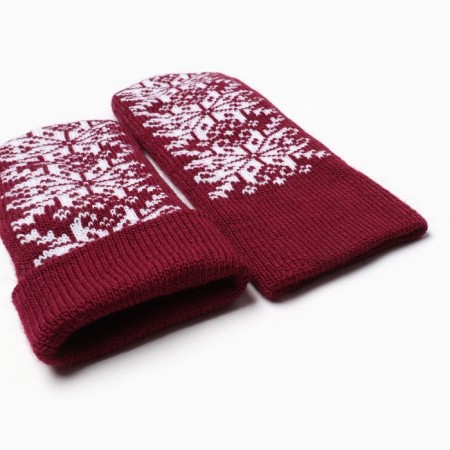Women's mittens, burgundy color, size 18-2