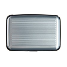The business card between the plastic, metal, with the departments inside, silver