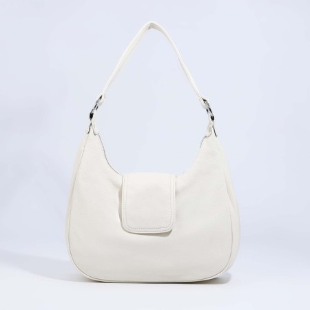 Lurch bag with lightning, external pocket, long belt, white color