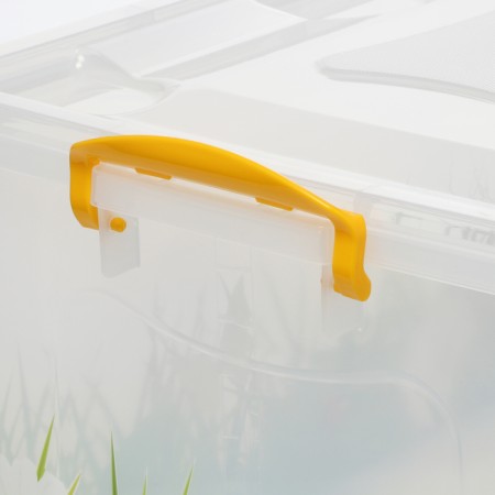 The container for storage with the lid "Hide Box. Grass ", 50 l, 60 × 38 × 31 cm, on wheels, mix-2