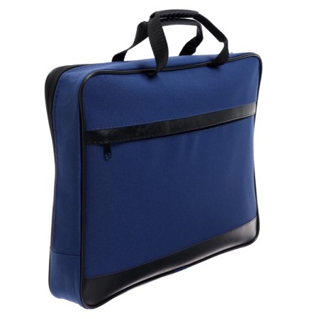 Folder with handles Textile A4, 370 x 290 x 50 mm, calligrata, 1c15 "Kingisepp", external/inner pocket, blue