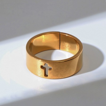 Ring "Cross" cavity, color gold, dimensionless-3