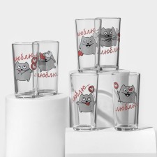 A set of glasses “I love”, for a cocktail, 250 ml, 6 pcs, Mix drawing