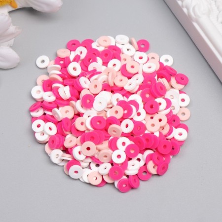 A set of beads made of polymer clay "Astra" 6 mm, 20 g, raspberry-white mix