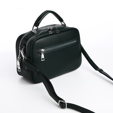 Women's bag, 23*9*18, 2 lightning department, 2 n/pocket, belt long, suede, green-1