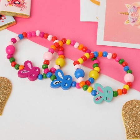 Bracelet Children's "chosen" bunny sleepy on a rainbow, color mix-2