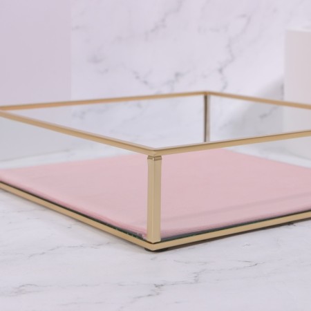 Organizer for storage "Pink RipPles", glass, 1 section, 20 × 20 × 5 cm, transparent/copper/pink color-3