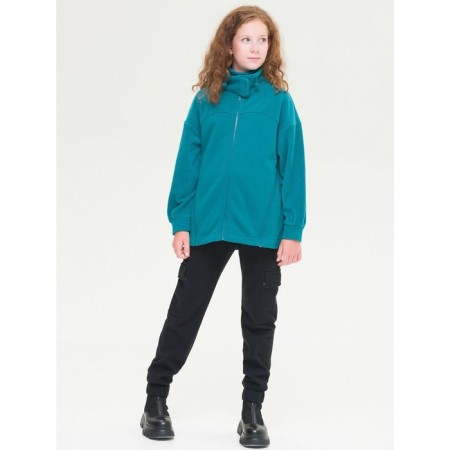 Sweatshirt for girls, height 134 cm, emerald color-6