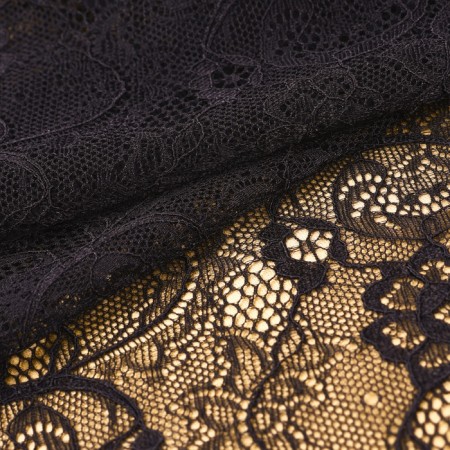 Lace elastic fabric, 190 mm × 2.7 ± 0.5 m, black color-1