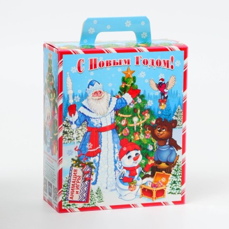 New Year. Gift box New Year's presentation "meeting time" with a game and animation 15.5 x 7 x 19 cm.-1
