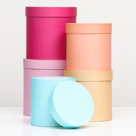 A set of round boxes 5 in 1, "Softness", 25 x 25 x 25 - 19 x 19 x 19 cm-1