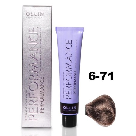 OLLIN PROFESSIONAL PERFORMANCE hair cream, tone 6/71 Dark Brown Brown-Pepper, 60 ml