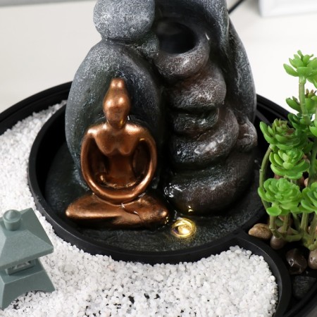 The desktop fountain from the network, backlight "Stones Garden" 21x21x21 cm-5
