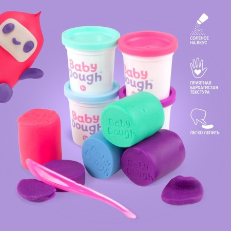 Babydouch sculpting dough, set 4 colors (purple, mint, pink, pale blue)-1