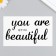 Sticking plastic interior black "You are beautiful" 10x16 cm