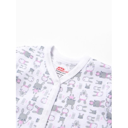 Body baby with a long sleeve "Bunny", white/pink color, height 74-1