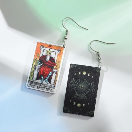 Earrings Acrylic "Tarot" Emperor, colored in silver-3