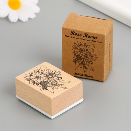 Printing wood, rubber "Bouquet with tape" 5x4x2.5 cm