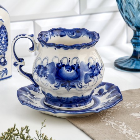Tea couple "Eliza", Gzhel, Porcelain, 400 ml, 10x10 cm-1