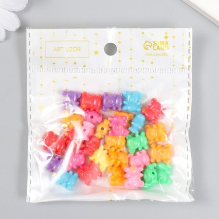 Beads for creativity plastic "Bear -colored cubs" set of 17 g 1.2 cm-5