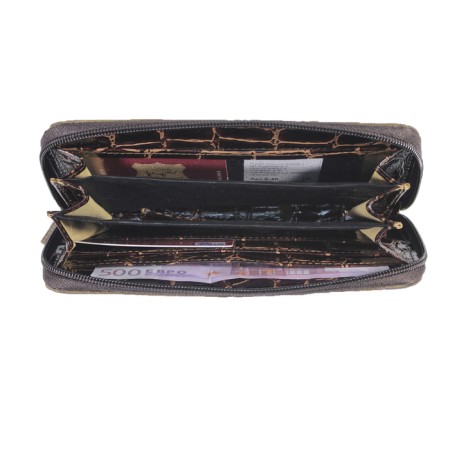 Women's wallet, lightning, brown crocodile color-1