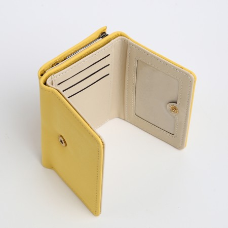 Women's wallet on the button, yellow color-2