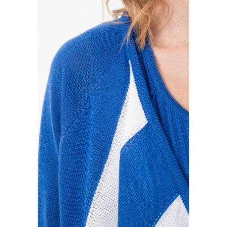 Cardigan female, size 46, blue, white color-2