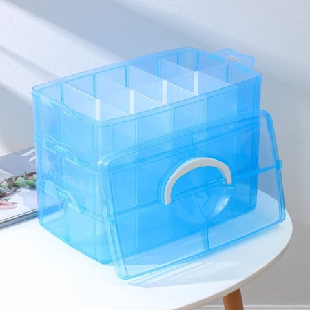 Organizer for storage is plastic, 3 tiers, 30 cells, 32 × 18 × 24 cm, blue color-4